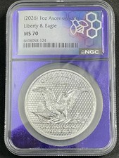 $1 Liberty & Eagle 1 oz .999 Silver MS70 NGC 2026 TraderBea Ascension Island