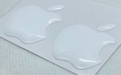 2 pieces ,3D domed gel sticker of Apple logo, size approximately 35x30mm, white - Picture 5 of 7