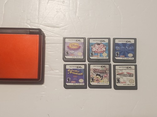 CRIMSON RED BLACK NINTENDO DS LITE CONSOLE USG-USA-001 W/ OEM CHARGER & 7 GAMES - Picture 3 of 14