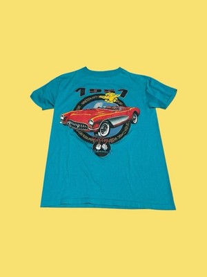 1957 Classic Sport Car Fifty s Classics VTG Teal Single Stitch Shirt Large