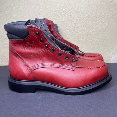 Red Wing Supersole Moc Toe 202 Mens Size 10 H Wide Work Boot Oxblood Leather USA