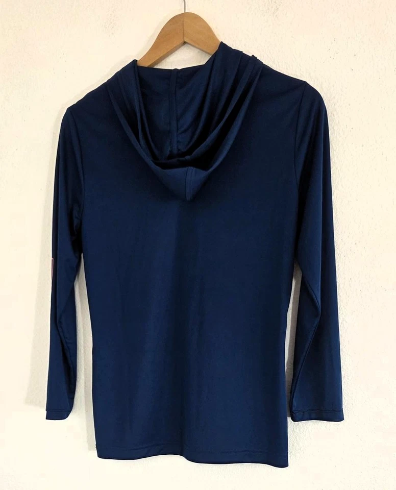 Puma Mujer Titan Sudadera con Capucha Azul Con Estampado Rosa Logo UV Manga Larga Top Talla S Foto 2 de 4