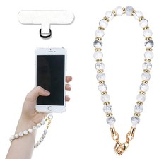Marble Beaded Phone Wrist Strap  Cellphone Lanyard with Tether Tab  Hands