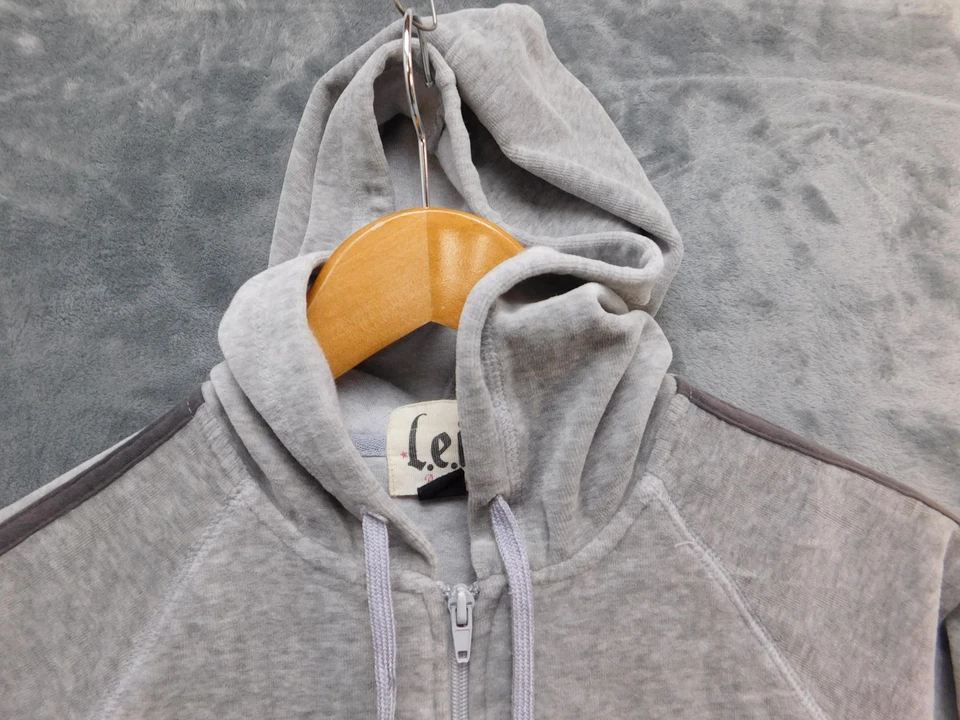 l.e.i. Sudadera con Capucha Active Para Mujer Gris Medio Cremallera Completa Cresta Gráfico Rayas Raglán Foto 2 de 4