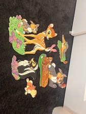Vintage Walt Disney Bambi Wall Plaques 5pc Set Thumper Flower Owl 1960s