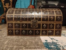 Vintage Leather And Brass. Storage And Nestle Trucks. 3 Piece Set.