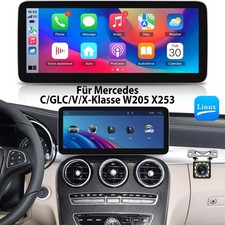 CarPlay 10,25" Android Autoradio f&uuml;r Mercedes C-W205 GLC-X253 V-Linux Cam+ BT EQ