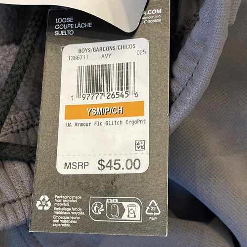 Under Armour Fleece Cargo Pants Tapered Youth Small Grey - Picture 10 of 12