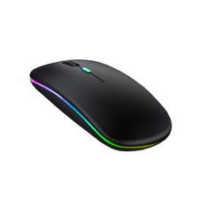 LED Wireless Mouse, Matte Black, Slim, Rechargeable, Silent, 2.4G, USB Optical