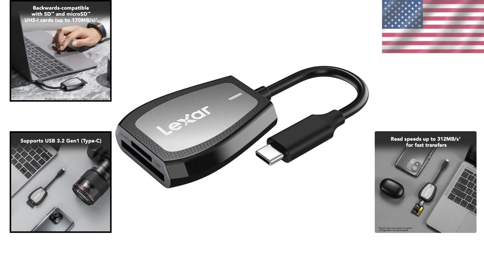 Compact USB 3.2 Type-C Dual-Slot SD/microSD Card Reader with LED Status Light - Image 2 of 4