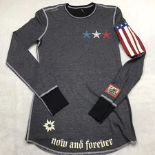 ALP N ROCK Shirt Women 3 (Large) Embroidered Alpine Edelweiss Stars Stripes Ski