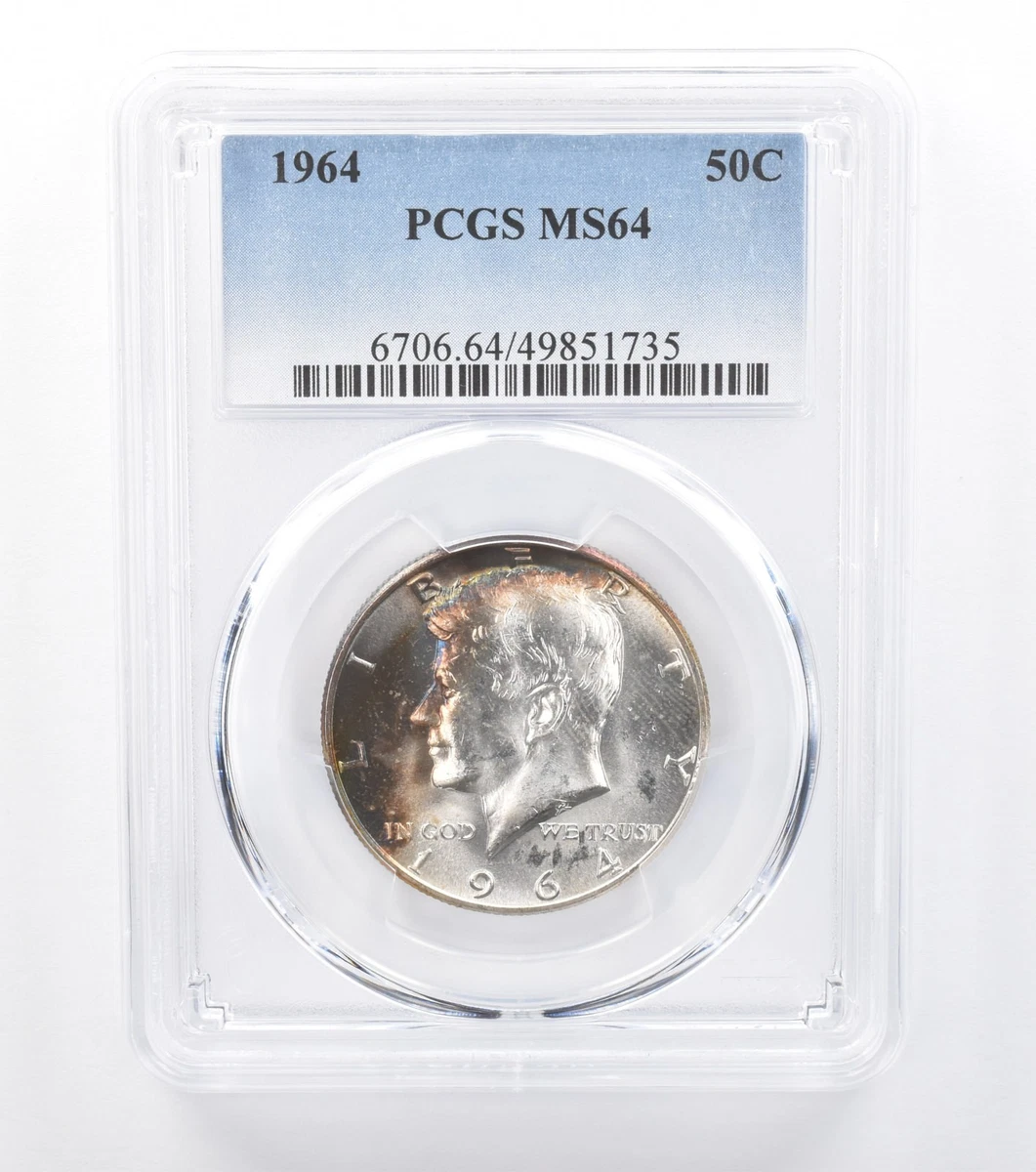 PCGS Certified MS 64 Graded 1964 Kennedy US Half Dollars (1964-Now