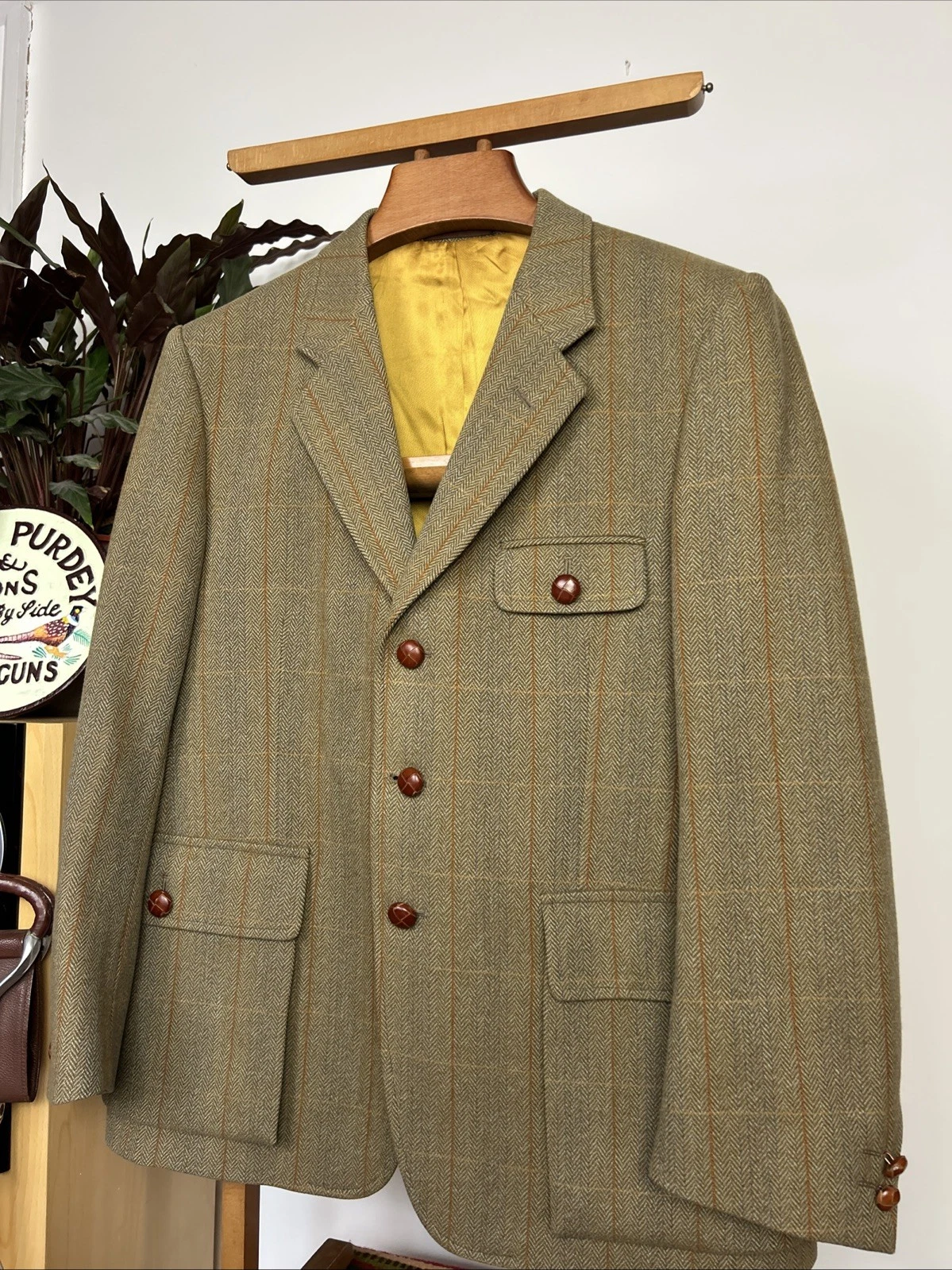 Sport Saxony Tweed Shooting Action Back HACKING Norfolk Blazer Jacket (42S) - product detail image 2