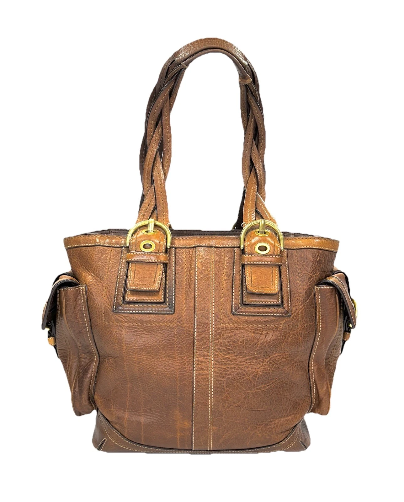 Borsa Coach 10049 vintage Soho Y2K tabacco intrecciata pelle invecchiata tote bag