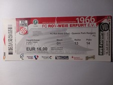 Ticket/Eintrittskarte Testspiel 2014/15 FC Rot Weiß Erfurt - Queens Park Rangers