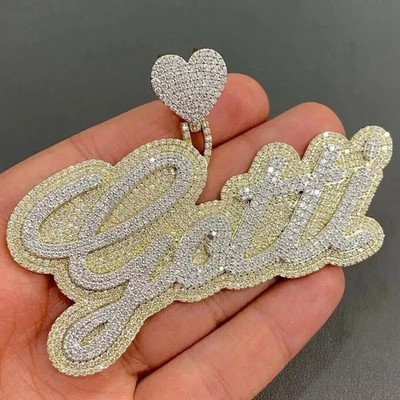 3,80 Ct Rundschliff Moissanit Herren-Anhänger Wunschname 14K Gelbvergoldet