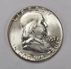 1957 Franklin Silver Half Dollar 90% Silver Uncirculated Actual Coin Pictured