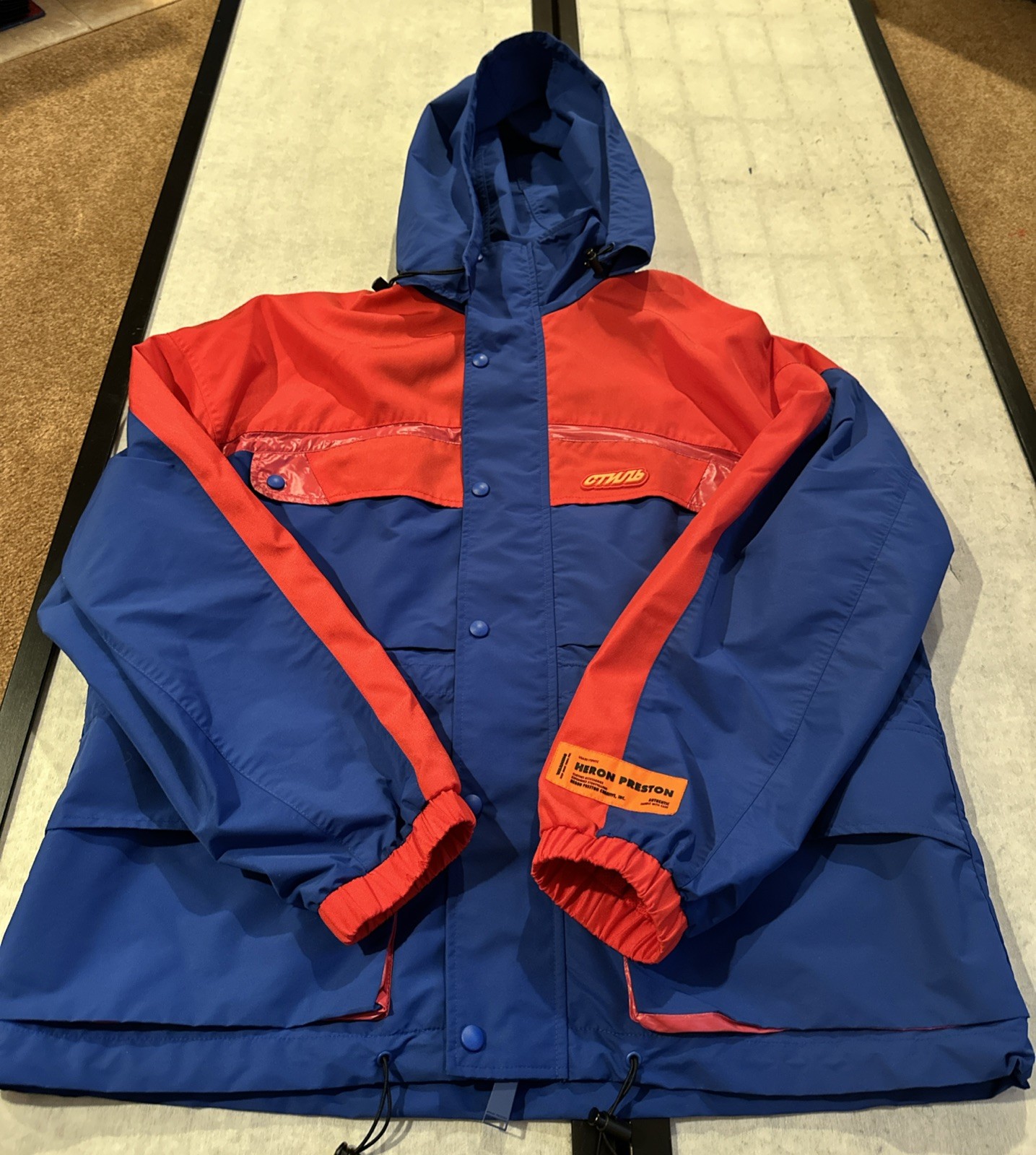 HERON PRESTON MEN’S NYLON MULTICOLOR HOODED JACKET Sz XL MADE IN ITALY RARE