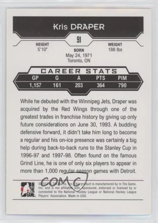 2013-14 ITG Decades 1990s Kris Draper #91 - Image 2 of 2