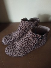 Cat Jack Girls' Brown Leopard Print Zipper Booties, Size 3