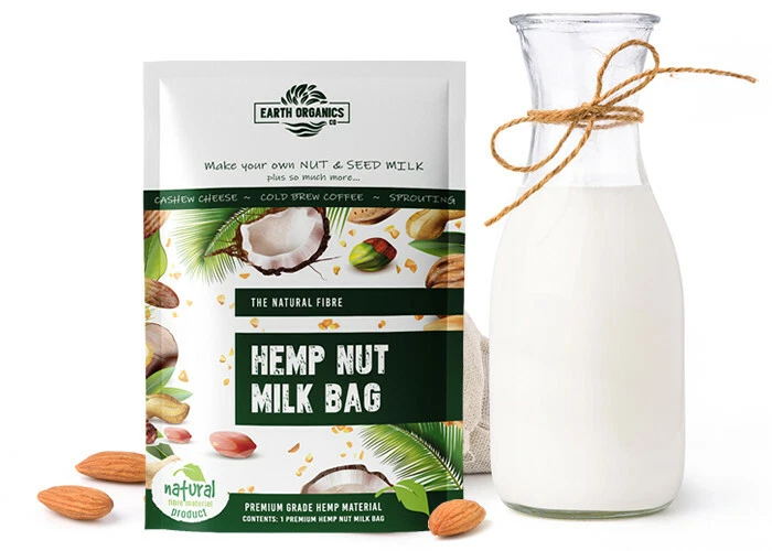 Hemp Nut Milk Bag by EARTH ORGANICS CO Natural Nut Milk Bag NEW