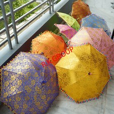 Wholesale Lot of 50 Pc Gold Prnt Bohemian Parasols Indian Hippie Umbrella Decor