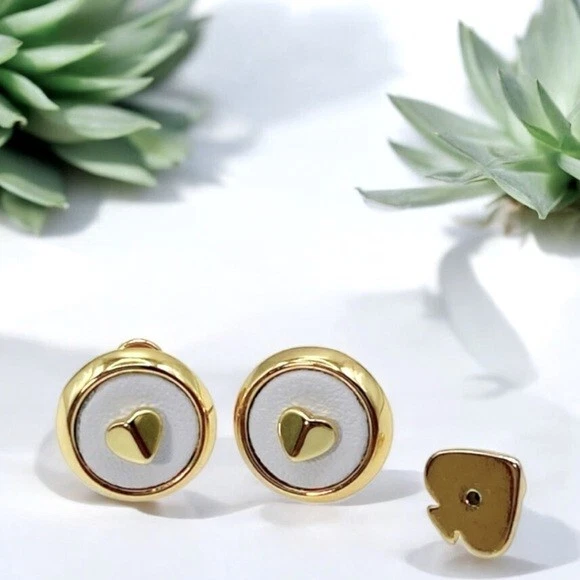 Pendientes Kate Spade Cuero Corazón Blanco. Foto 4 de 4