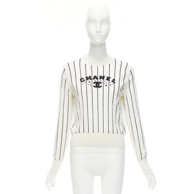 【オシャレ偏差値アップ♪】CHANEL ツイリー CHANEL 2023 100% cashmere cream black striped logo varsity