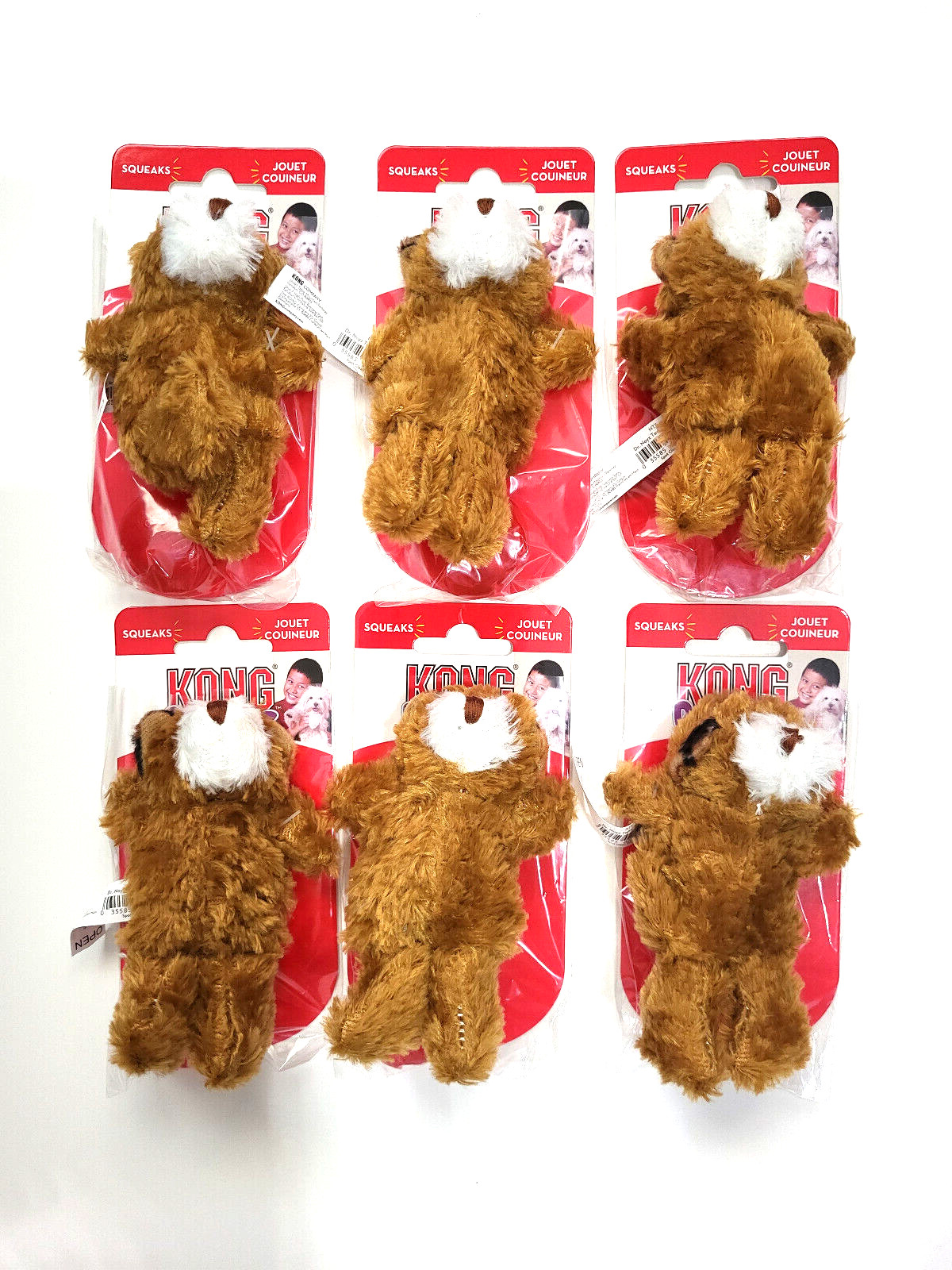 Kong Dr Noyz (6) Plush Squeaky Bear XS Puppy Dog Toy With Extra Squeakers 2.5"