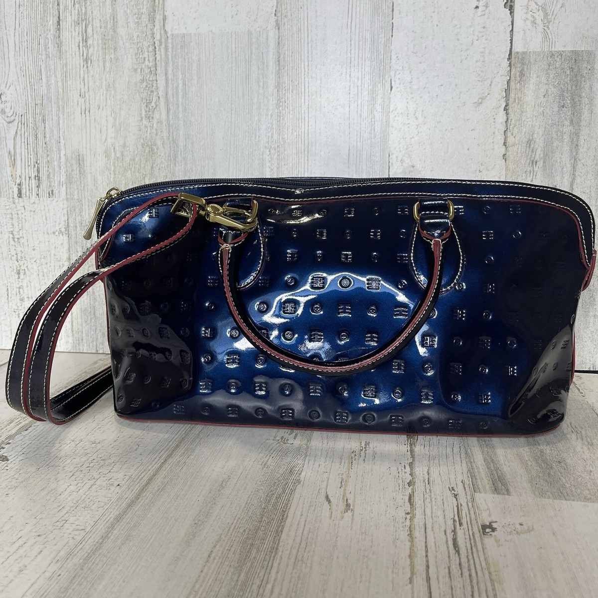 ARCADIA GENUINE PATENT LEATHER OCEANO SATCHEL/SHOULDER BAG