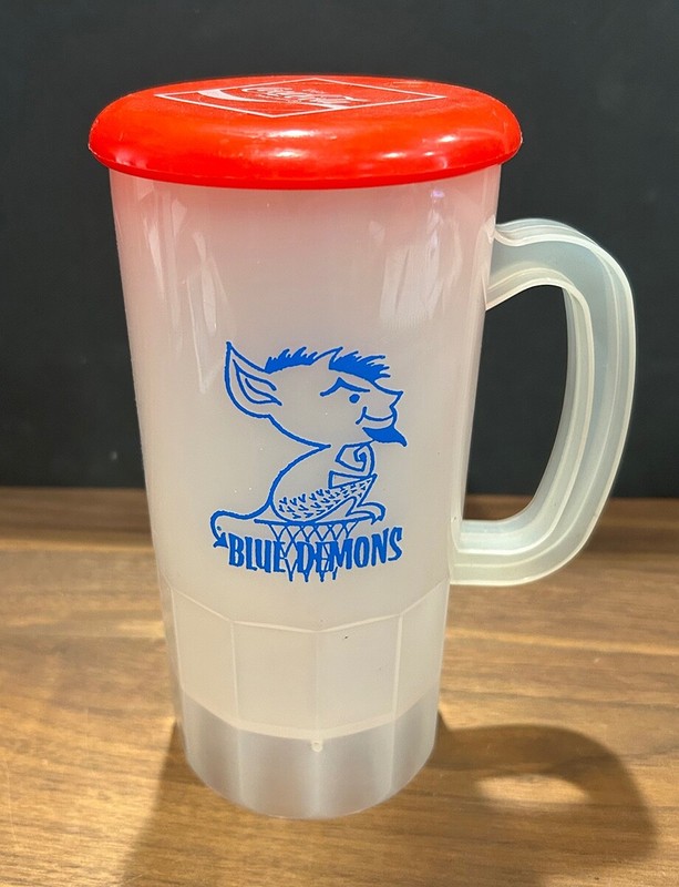 VINTAGE 1980’s DePaul University NCAA Blue Demons / CocaCola Lid -  Plastic Mug