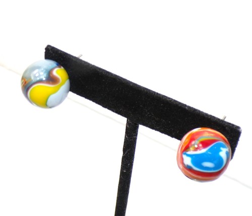 Sobral Planeten Orbitalis Pollock Multicolor Kugel Perlen Künstler hergestellt Ohrstecker - Bild 5 von 6