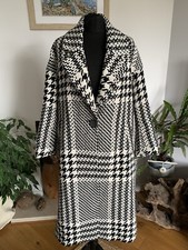 Giacca cappotto Zara misto lana pied de poule bianco e nero a quadri - media oversize