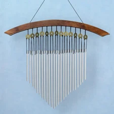Melodic Wood Curved Arrow Aluminum Hanging Zen Tranquility Feng Shui Wind Chime
