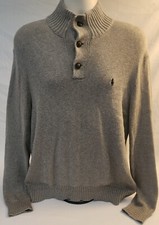Ralph Lauren Polo Sweater Large Exclusive Of Decoration Men Gray Buttons Pullove