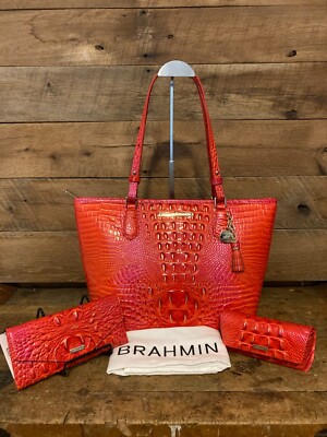 Brahmin Medium Asher Flame Melbourne Leather Tote, Veronica Elora  Case-NWT - Main Image