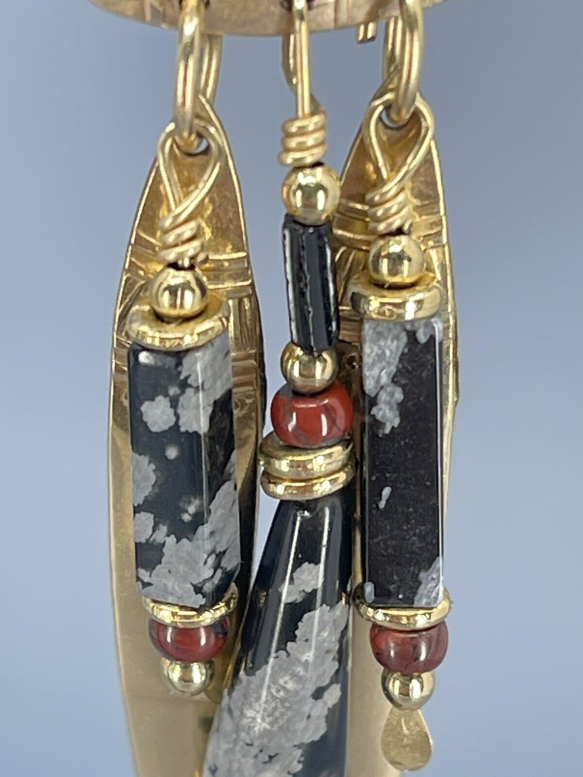 tabra stud earrings onyx snowflake obsidian dangl… - image 10