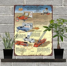 1956 Doepke Model Toys Jaguar Tractor Fire Truck Kit Metal Sign 9x12" 60716