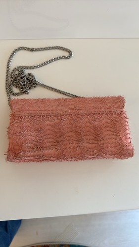 Loeffler Randall SEHR SELTEN Tab Bag Leder Clutch Fransen rosa Kette Crossbody - Bild 12 von 13