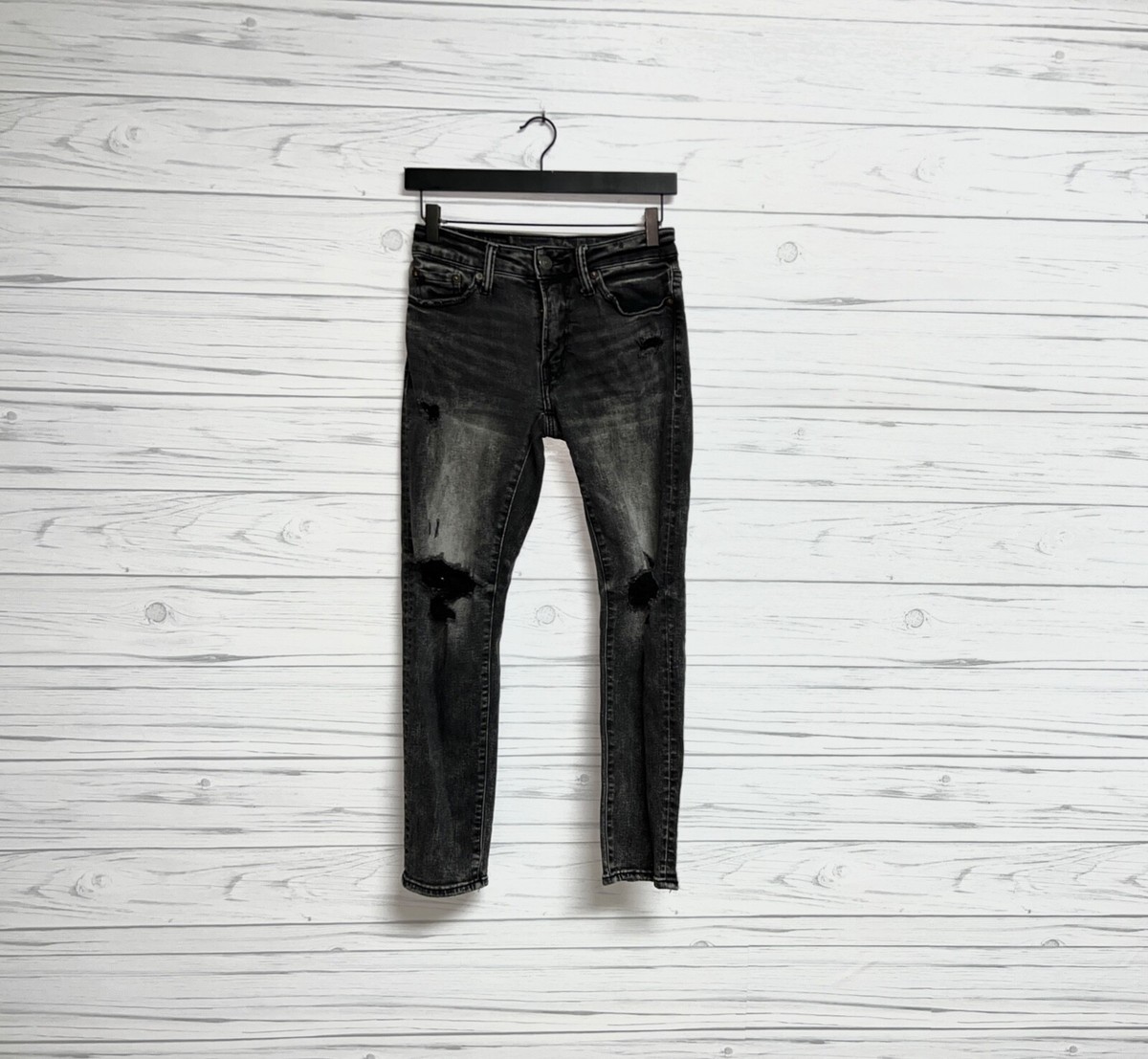 Slim Jeans Black Ripped Jeans American Eagle Mens EUC American