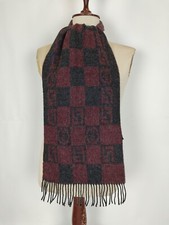 Fendi genuine vintage Maroon / Grey Wool winter Scarf Scarves
