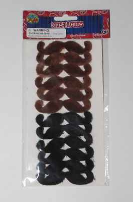 12 Stick On Adhesive Fake Mustaches Western Wild West Cowboy Bday Party Favor