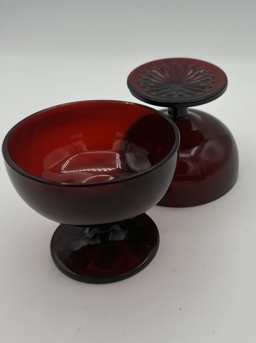 2 Vintage Anchor Hocking Royal Ruby Sherbet Champagne 3" Dessert Cups - Picture 11 of 12
