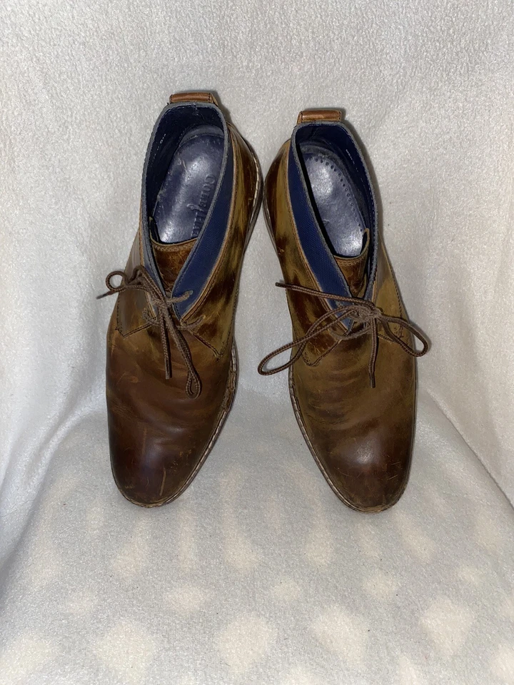Мужские ботинки Cole Haan Colton размер 11 чукка коричневая кожа смазанная синей лентой C11771 - Изображение 3 из 4