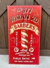 Vintage English Pub Sign Artwork Barber Sign and Public Baths