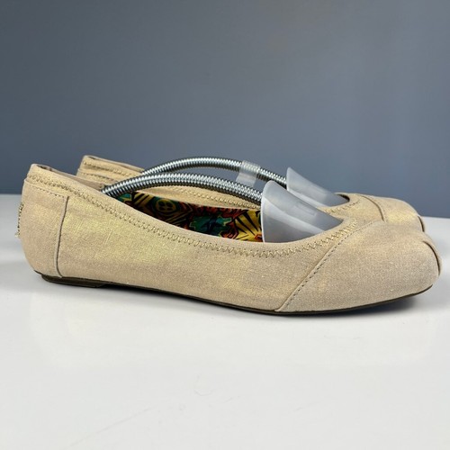 BOBS ballet flats slip on shoes canvas beige size 8 - 第 1/8 張圖片