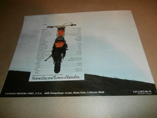 Original 1977 Yamaha TT500 Motorcycle Sales Brochure - Picture 2 of 3