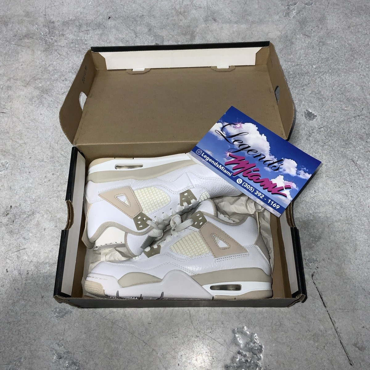 Air Jordan 4 Retro White Boarder Blue Light Sand- SZ 5Y