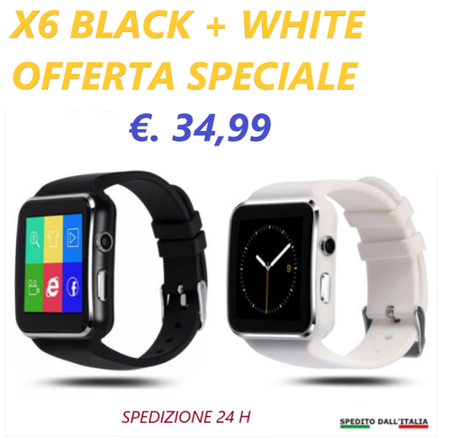 2 SMARTWATCH X6 NERO BIANCO OROLOGIO TELEFONO SMART WATCH BLUETOOTH SIM  CARD | eBay