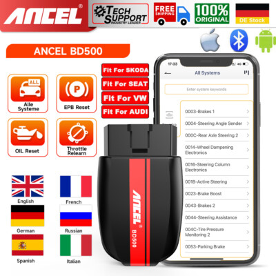 ANCEL Bluetooth Profi Auto Diagnosegerät KFZ OBD2 Scanner ALLE System EPB für VW